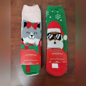 Wondershop Kids Festive Cat, Santa, Stripes And Polka Dot Socks M/L (2-5) Nwt